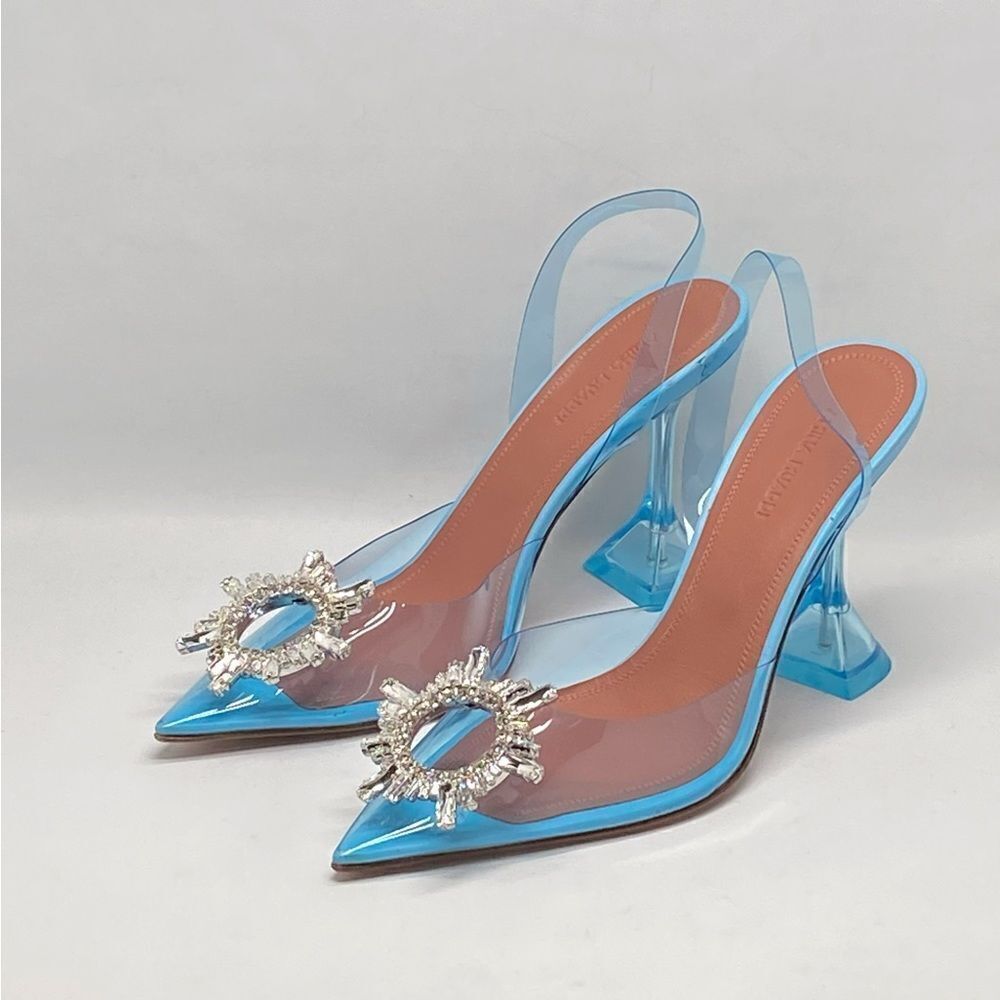 Amina Muaddi Begum Clear Crystal Slingback Pumps size 38